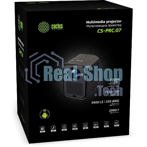 Проектор Cactus CS-PRC.07WT.Full HD-A LCD 9400Lm LS 350Lm ANSI (1920x1080) 2000:1 ресурс лампы:50000часов 1xUSB typeA 1xHDMI 1кг