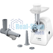 Мясорубка электрическая Bosch MFW2515W белый, 1500 Вт, 1.7 кг/мин, защита от перегрузки, насадки - 4