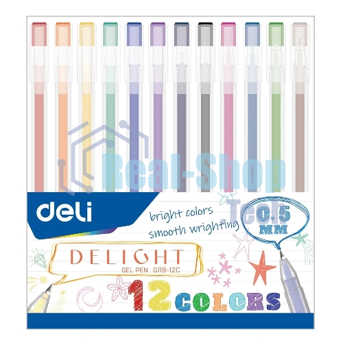 Набор ручек гелевых Deli Delight EG119-12C, ассорти чернила (12шт)