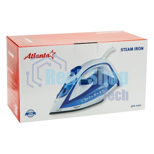 Утюг Atlanta ATH-5545 синий/белый, 2200 Вт, 32 г/мин, 85 г/мин, 300 мл