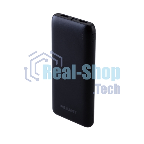 Портативный аккумулятор Rexant Power Bank (аккумуляторная батарея) 10000 mAh с Quick Charge и Power Delivery, черное