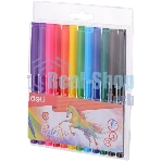 Фломастеры Deli EC10003 ColoRun, вентилируемый колпачок, 12 цветов, пакет с европодвесом