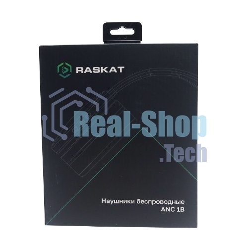 Беспроводные/проводные наушники Raskat ANC 1B черный, полноразмерные, Bluetooth + проводной, активное шумоподавление, складная конструкция, до 50 ч