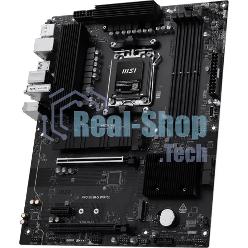 Материнская плата MSI PRO B850-S WIFI6E, AM5, AMD B850, 4xDDR5, 4xSATA, 2xM.2, 1xPCIe 4.0 x16, 1xPCIe 4.0 x4, 1xPCIe 3.0 x1, 1xDP, 1xHDMI, 1x2.5Gb LAN, Wi-Fi 6E, Bluetooth 5.3, 1xUSB-C 10Gbps, 3xUSB-A 10Gbps, 4xUSB-A 5Gbps, 3x3.5 мм, 7.1, ATX