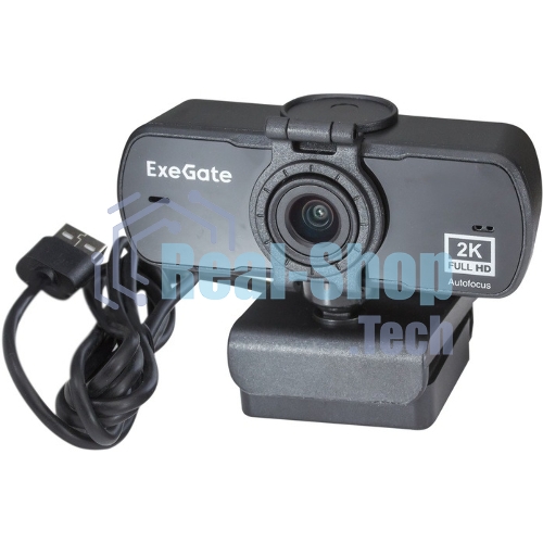 Веб-камера ExeGate Stream C940 Wide 2K 2560x1440, 30 кадр/с, USB Type-A, микрофон (шумоподавление), универсальное крепление, штатив в комплекте