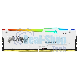 Оперативная память Kingston Fury Beast, DDR5, 16Gb (1x16Gb), 6000MHz, CL36, DIMM, с радиатором, RGB, белый