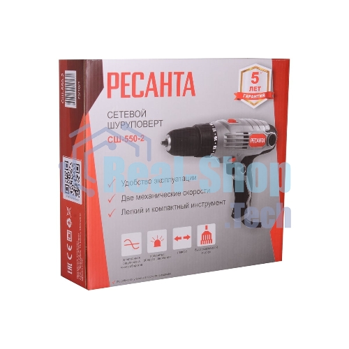Дрель-шуруповерт Ресанта СШ-550-2, 550 Вт, 36 Нм, щеточный