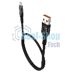 Дата-кабель Maxvi MC-33L USB-Lightning 2.4А, прозрачный корпус, LED подсветка, 1м, черный