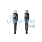 Кабель OLMIO BOLT, Type-C - Type-C, 60W, 1.2м, тканевая оплетка, черный