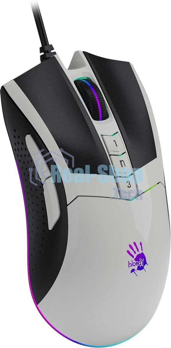 Мышь проводная A4Tech Bloody W90 Max белый/черный, 10000 dpi, USB, кнопки - 10