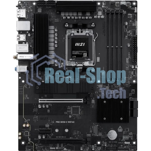 Материнская плата MSI PRO B850-S WIFI6E, AM5, AMD B850, 4xDDR5, 4xSATA, 2xM.2, 1xPCIe 4.0 x16, 1xPCIe 4.0 x4, 1xPCIe 3.0 x1, 1xDP, 1xHDMI, 1x2.5Gb LAN, Wi-Fi 6E, Bluetooth 5.3, 1xUSB-C 10Gbps, 3xUSB-A 10Gbps, 4xUSB-A 5Gbps, 3x3.5 мм, 7.1, ATX