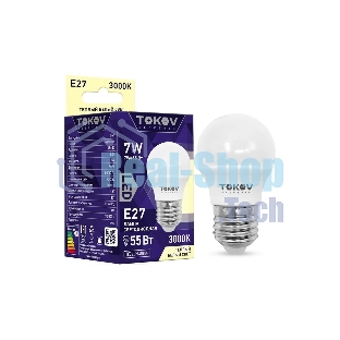 Лампа светодиодная TOKOV ELECTRIC 7Вт G45 3000К Е27 176-264В