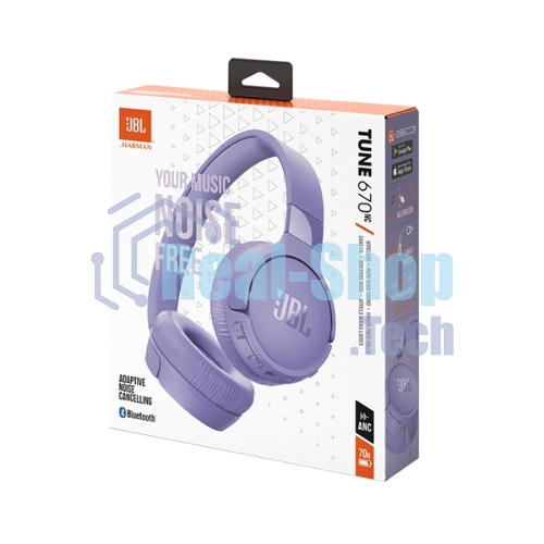 Беспроводные/проводные наушники JBL Tune 670NC фиолетовый, накладные, Bluetooth + проводной, активное шумоподавление