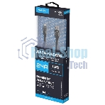 Дата-кабель Maxvi MC-33L USB-Lightning 2.4А, прозрачный корпус, LED подсветка, 1м, черный