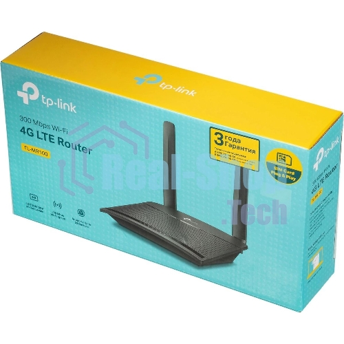 Роутер беспроводной TP-Link TL-MR100 N300 10/100BASE-TX/4G(3G) cat.4 черный