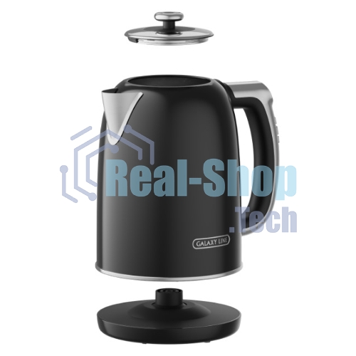 Чайник электрический Galaxy Line GL 0360 1.7 л, 2200 Вт, черный корпус: нерж.сталь/пластик