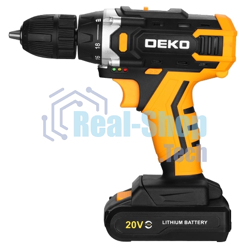 Дрель-шуруповерт Deko Banger 20V ONE+, 20 В, 1,5 Ач, 42 Нм, щеточный