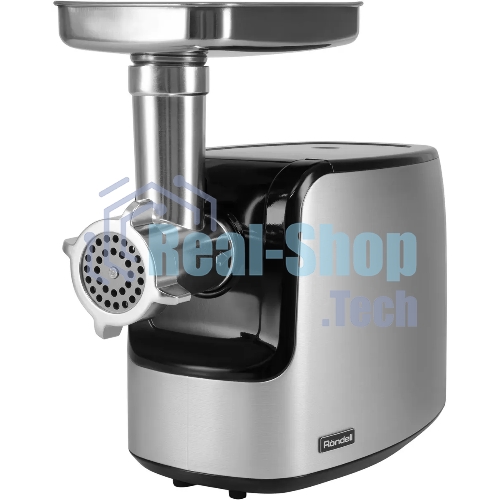 Мясорубка электрическая Rondell RDE-1458 серый, 3000 Вт, 3.5 кг/мин, реверс, защита от перегрузки, металлический лоток, насадки - 5