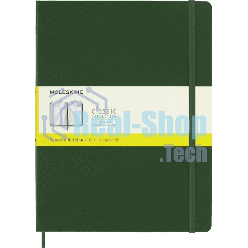 Блокнот MOLESKINE Classic, 192стр, в клеточку, твердая обложка, зеленый qp091k15