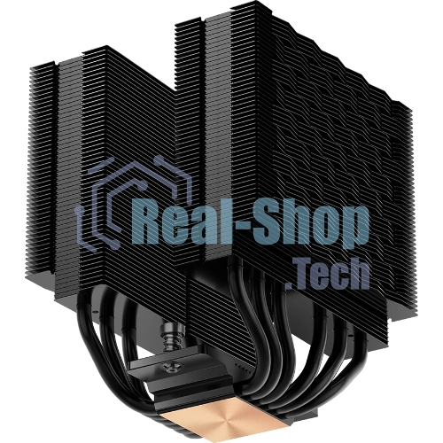 Кулер для процессора PCCooler RT620 BK (250W, 4-pin PWM, 157mm, Al/Cu, 6x6mm, 2x120mm, 73.32CFM, 34.9dBA, 2200RPM, S: 1851/1700/1200/115X, AM5/AM4, black)