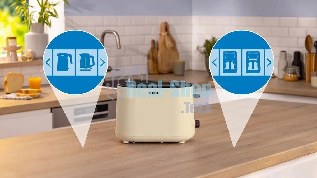 Тостер Bosch TAT2M127 бежевый, 950 Вт, 2 слота