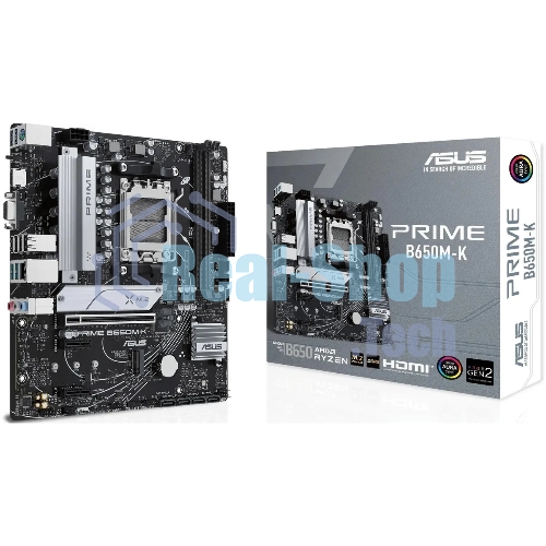 Материнская плата ASUS PRIME B650M-K, Socket AM5, AMD B650, 2xDDR5, 4xSATA, 2xM.2, 1xPCIe 4.0 x16, 2xPCIe 4.0 x1, 1xHDMI, 1xVGA, 1x 2.5Gb LAN, 4xUSB-A 2.0, 2xUSB-A 3.2 Gen 1, 2xUSB-A 3.2 Gen 2, 3x3.5 мм, 7.1, mATX