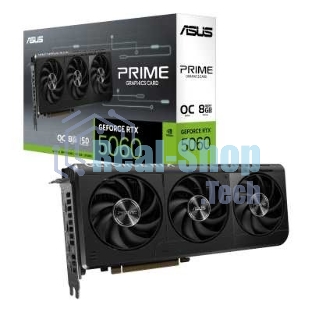 Видеокарта Asus PRIME RTX 5060-O8G, NVIDIA RTX 5060, 8Gb, GDDR7, 128 bit, PCI-E 5.0, HDMIx1, DPx3, HDCP, 2595 MHz