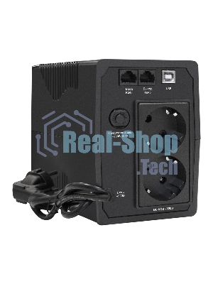 Источник бесперебойного питания ExeGate Power Back BNB-650.LED.AVR.2SH.RJ.USB (650VA/360W, LED, AVR,2*Schuko, RJ45/11, USB, батарея 12V 7.2Ah, Black)