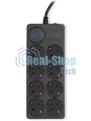 Сетевой фильтр Ippon BK-8-EU-3-16-B 3 м, 8 розеток, черный, коробка