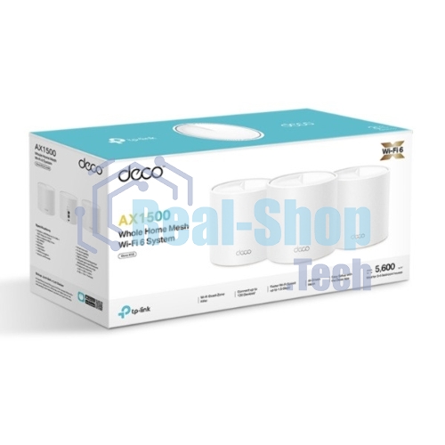 Бесшовный Mesh роутер TP-Link Deco X10 (DECO X10(3-PACK)) AX1500 10/100/1000BASE-TX белый (упак.:3шт)