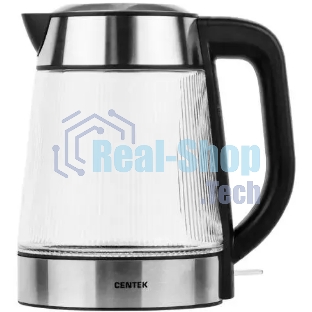 Чайник электрический Centek CT-0013 стекло, 2200 Вт, 1.8 л, серебристый