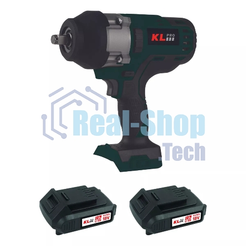 Профессиональный бесщеточный гайковерт аккумуляторный KLPRO KLSS18BHX-20 (18В, Li-ion-2шт, 2.0Ач, 800Нм, 2 скорости, подсветка,З/У,в кейсе)