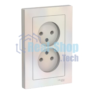 Розетка 2-м AtlasDesign без заземл. 16А в сборе жемчуг SchE ATN000420
