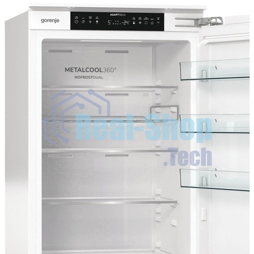 Встраиваемый холодильник Gorenje NRKI519E82WF, 193 см, электронное управление, цифровой дисплей, Wi-Fi, NoFrost Dual, Multiflow 360, контейнер CrispZone с контролем влажности, функция ConvertActive, AdaptTech, MultiAdjust, жесткое крепление, инверторный компрессор, уровень шума 35 дБ