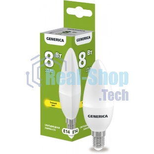 Лампа cветодиодная LED IEK LL-C35-08-230-30-E14-G C35 свеча 8Вт 230В 3000К E14 GENERICA