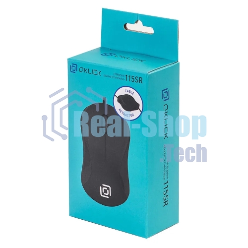 Мышь проводная Oklick 115SR черный, 1000 dpi, USB, кнопки - 3