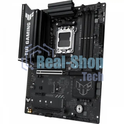 Материнская плата ASUS TUF Gaming B850-E WiFi, AM5, AMD B850, 4xDDR5, 4xSATA, 3xM.2, 1xPCIe 5.0 x16, 1xPCIe 4.0 x16, 1xPCIe x1, 1xDP, 1xHDMI, 2xUSB-C (1x10Gbps, 1x20Gbps), 3xUSB-A 5Gbps, 3xUSB-A 2.0, 1x2.5Gb LAN, Wi-Fi 6E, Bluetooth 5.3, 3x3.5 мм, 7.1, ATX