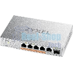 Коммутатор Zyxel XMG-105HP-EU0101F (L2) 5x2.5 Гбит/с 1SFP+ 4PoE++ 70W неуправляемый
