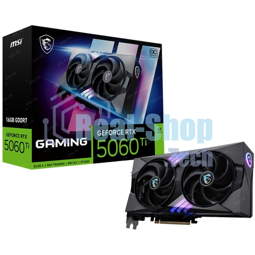 Видеокарта MSI RTX 5060 Ti 16G GAMING OC, NVIDIA RTX 5060 Ti, 16 ГБ GDDR7, 128 бит, PCI-e 5.0, 1xHDMI, 3xDP, 2647 МГц