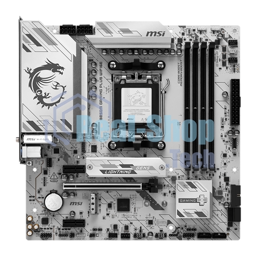 Материнская плата MSI B850M GAMING PLUS WIFI6E, AM5, AMD B850, 4xDDR5, 4xSATA, 2xM.2, 1xPCIe 4.0 x16, 2xPCIe x1, 1xDP, 1xHDMI, 1x2.5Gb LAN, Wi-Fi 6E, Bluetooth 5.3, 4xUSB-A 5Gbps, 3xUSB-A 10Gbps, 1xUSB-C 10Gbps, 3x3.5 мм, 7.1, mATX