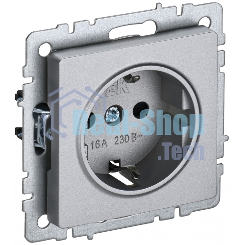 Розетка 1-местная IEK BRITE РС14-1-0-БрА (BR-R14-16-K47) с заземлением, с защитными шторками, 16А, алюминий