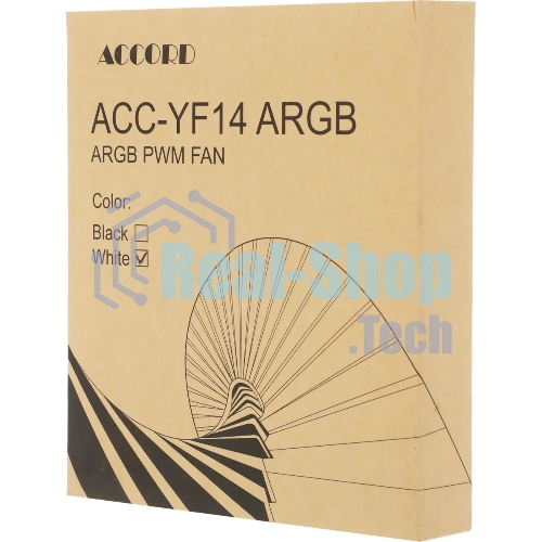 Вентилятор для корпуса Accord ACC-YF14 ARGb 140х140x25 белый 4-pin (ACC-YF14 ARGb белый) brown box