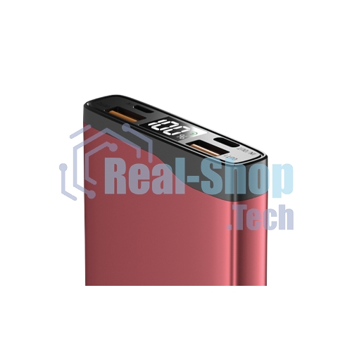 Портативный аккумулятор OLMIO QL-10, 10000mAh, 22.5W, QuickCharge3.0/PowerDelivery, LCD, красный,