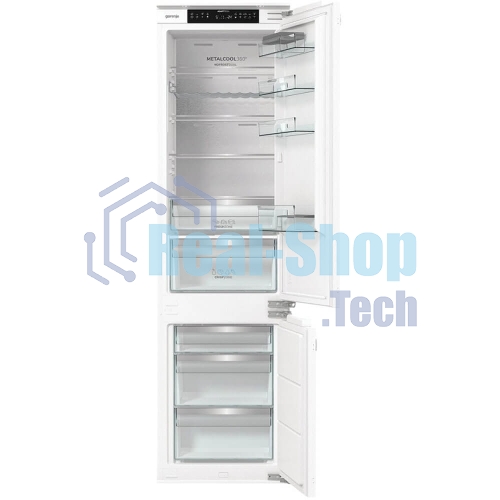 Встраиваемый холодильник Gorenje NRKI519E82WF, 193 см, электронное управление, цифровой дисплей, Wi-Fi, NoFrost Dual, Multiflow 360, контейнер CrispZone с контролем влажности, функция ConvertActive, AdaptTech, MultiAdjust, жесткое крепление, инверторный компрессор, уровень шума 35 дБ