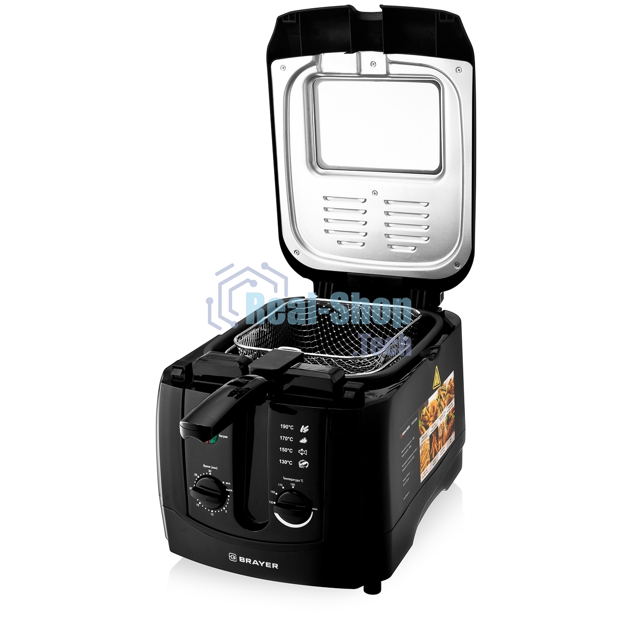 Фритюрница BRAYER 2830BR-BK чёрный, 1800 Вт, 3 л, 0.6 кг, съёмная чаша, таймер