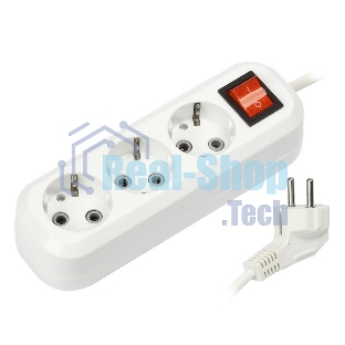 Удлинитель Smartbuy (SBE-16-3-03-ZS) 3 гнз х 3,0 м (16А/3.5 кВт, ПВС 3х1.0)