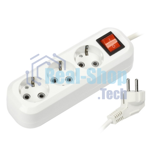 Удлинитель Smartbuy (SBE-16-3-03-ZS) 3 гнз х 3,0 м (16А/3.5 кВт, ПВС 3х1.0)