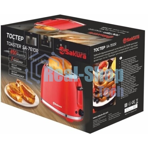 Тостер Sakura SA-7610R 850 Вт, красный