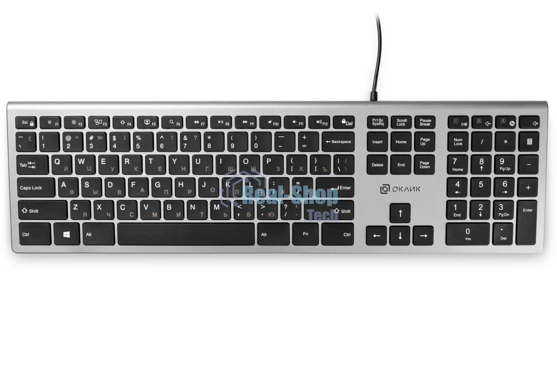 Клавиатура Oklick 890S проводная, USB Type-A, серый