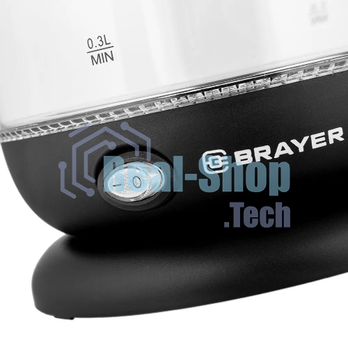 Чайник электрический BRAYER BR6106, 1100 Вт, 1 л, стеклянный, автоотключение, подсветка, черный